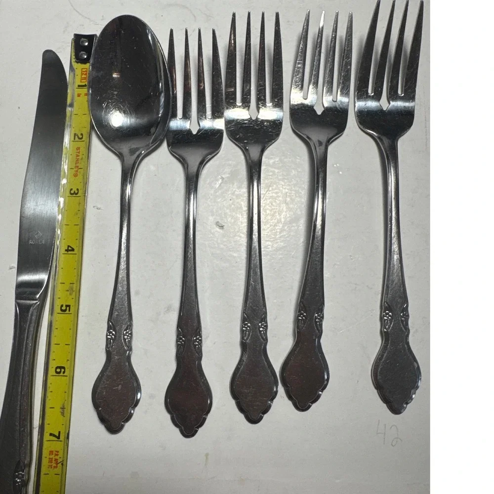 Northland Flatware Set  OS Silver Good Stainless Floral Scroll Korea 6pc